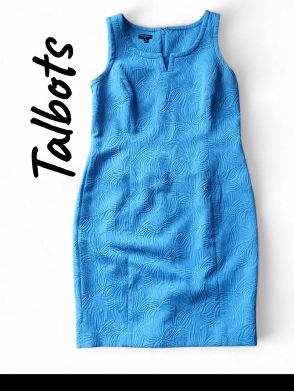 Talbots Women's Size Medium Blue Textured Sheath Dress And Jacket - Picture 11 of 12